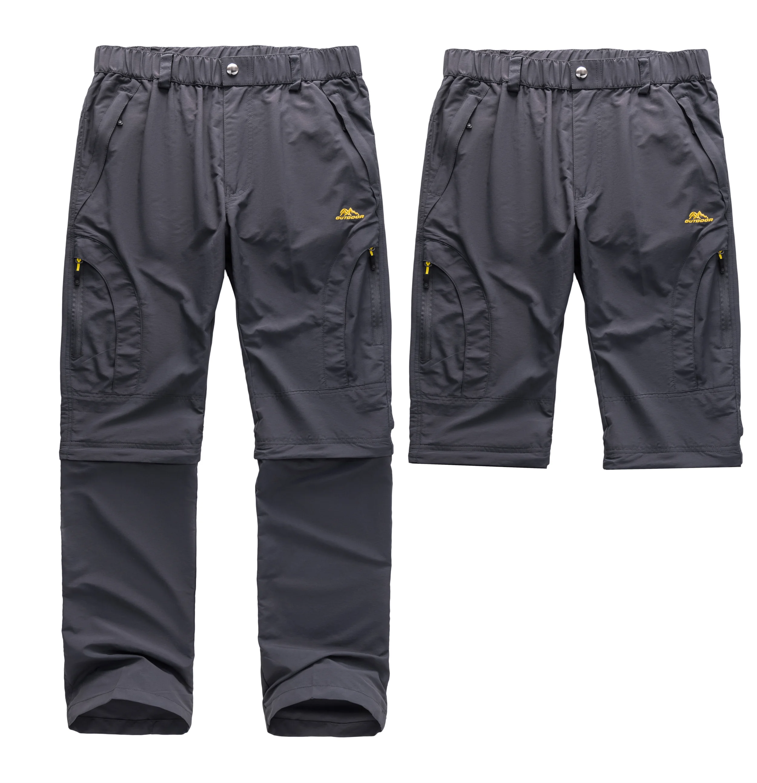 Mono de conversión para exteriores para hombre, 5 bolsillos con cremallera, pantalones extraíbles de dos secciones, tela de nailon de secado rápido, impermeable y resistente al desgaste, adecuado para pescar y hacer sender