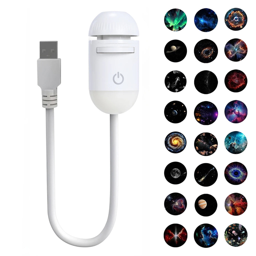 Mini proyector de galaxia LED 360° con cielo estrellado para decoración y fiestas