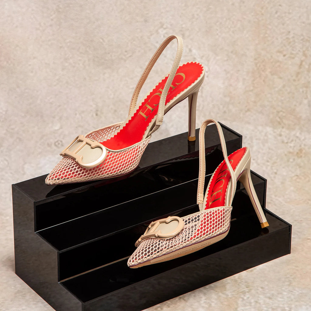 Stilettos de Tacón Alto con Malla para Mujer - Correa en T