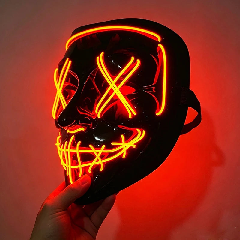 1 unidad de atractiva máscara de alambre EL de neón, más colores a elegir, máscara LED luminosa Purge, accesorio de cosplay para adultos, brilla en la oscuridad.