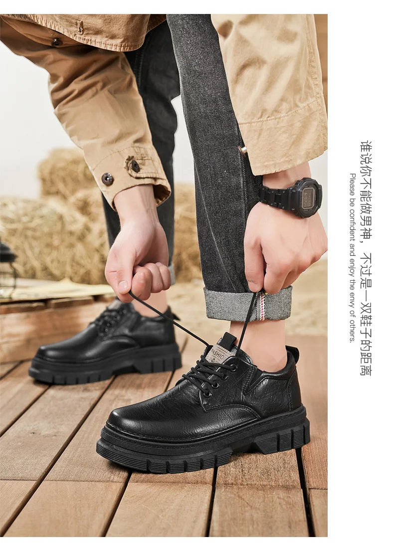 Zapatos informales para hombre, calzado cómodo para trabajo hecho a mano en las cuatro estaciones, zapatos de trabajo al aire libre, moda Joker, zapatos de marea juvenil, zapatos de cuero para fiesta de negocios