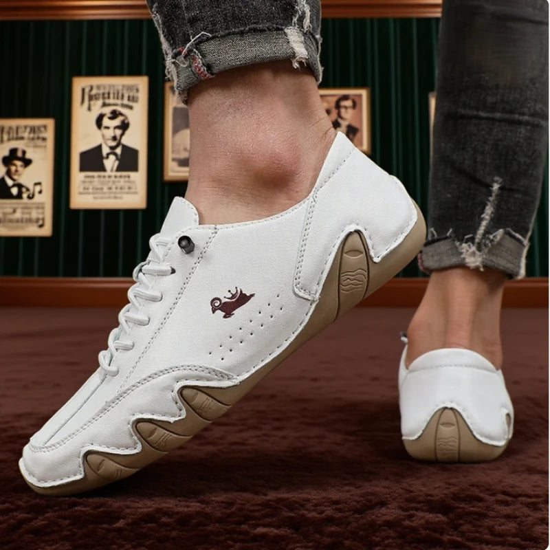 Botines para hombre con costuras a la moda, zapatos informales ligeros y cómodos para caminar, tenis transpirables, zapatos para conducir al aire libre