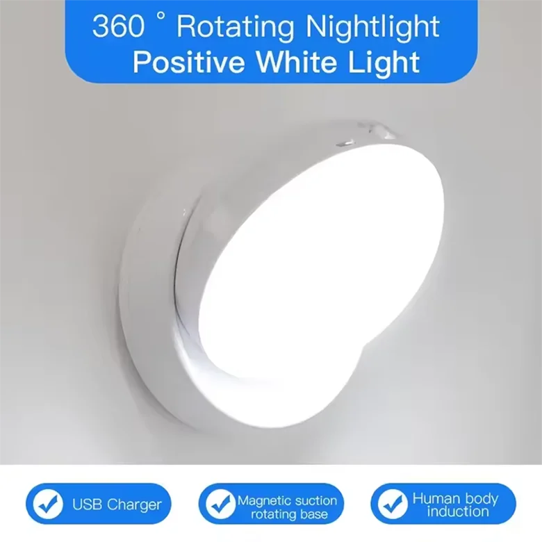 Luz Nocturna Magnética Giratoria con Sensor 360°