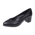 Zapatos de tacón bajo para mujer, zapatos formales de cuero genuino negro, sin cordones, cómodos, de tacón medio, novedad de 2025