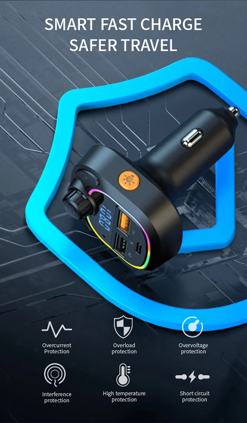 Transmisor FM Bluetooth para Auto Manos Libres con Cargador USB