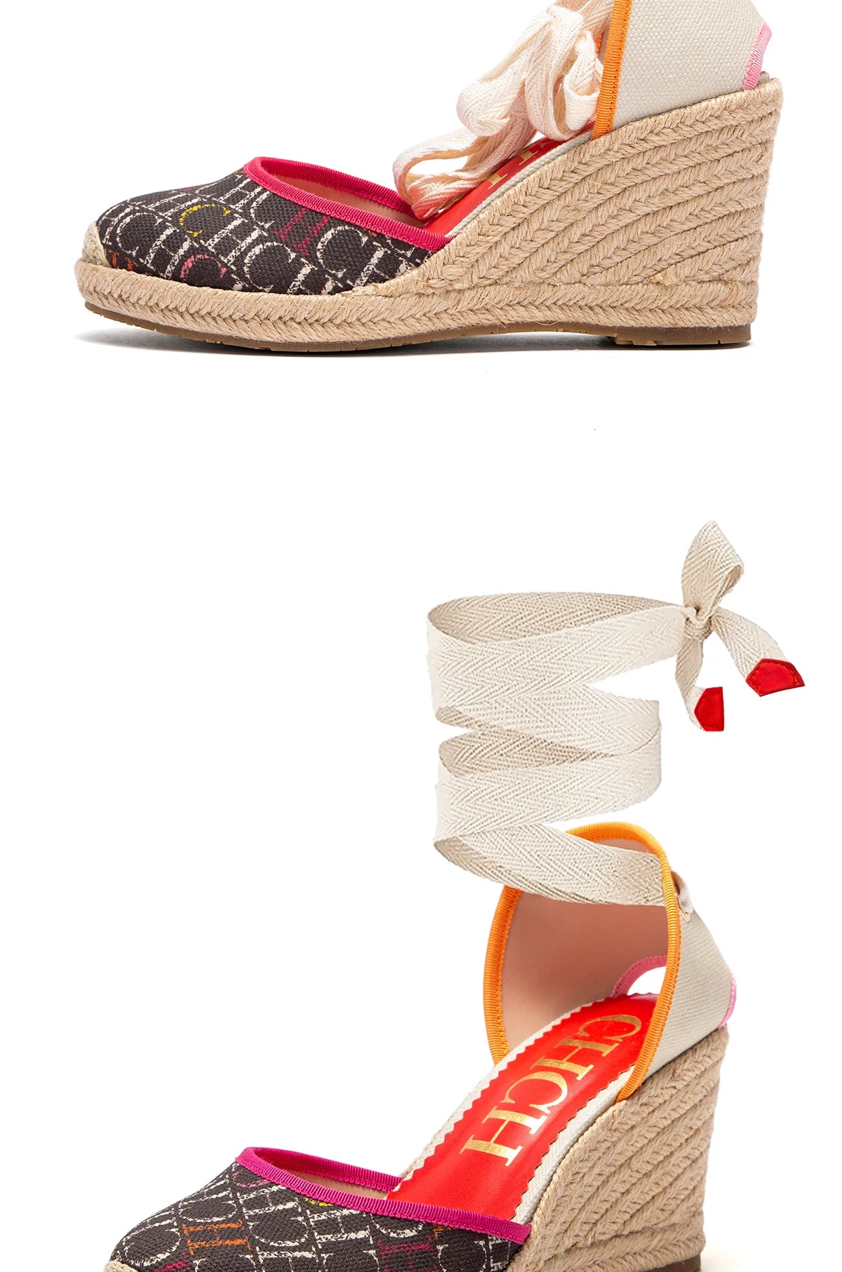 Sandalias Alpargata Mujer Cuña 8cm | Punta Cerrada Correa Tobillo