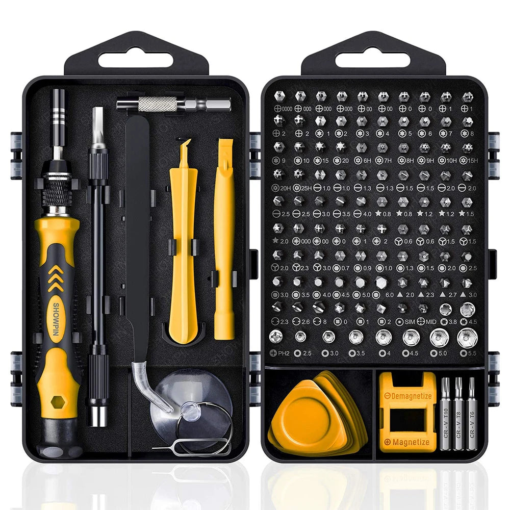 Juego de destornilladores 25/115/135/140 en 1, Kit de puntas de tornillo Phillips Torx magnético con llave removedora eléctrica, herramientas de reparación de teléfono y PC