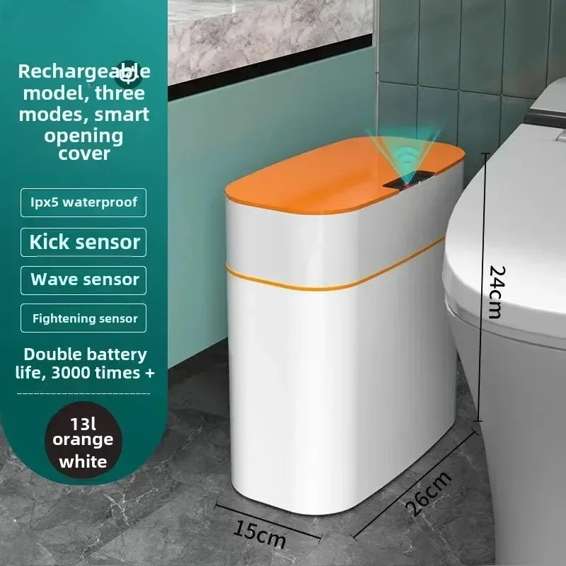 Bote de basura de inducción inteligente, sala de estar automática para el hogar, baño, nueva versión eléctrica, funda para cinturón de costura
