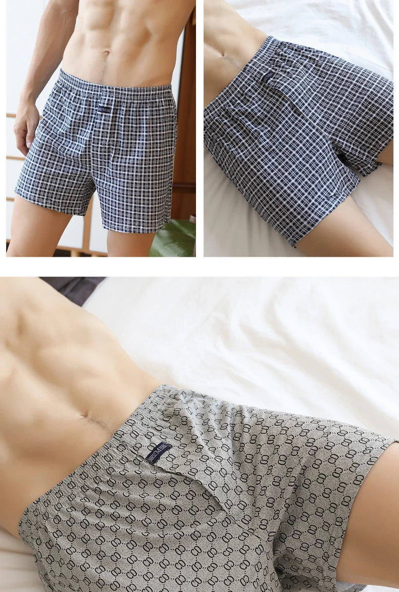 Calzoncillos grandes, pantalones de pijama en casa, pantalones Allo de cintura alta, calzoncillos boxer de talla grande para hombres, pantalones de algodón, todos los boxeadores de cintura alta