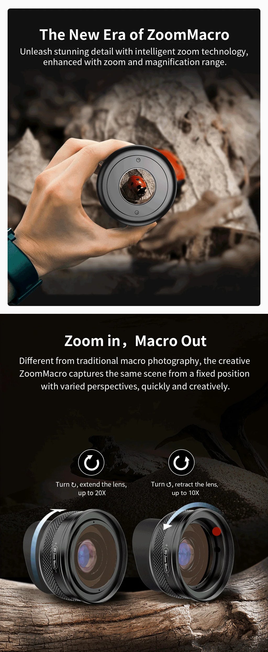 Lente Macro con Zoom HD 10-20X para iPhone y Android
