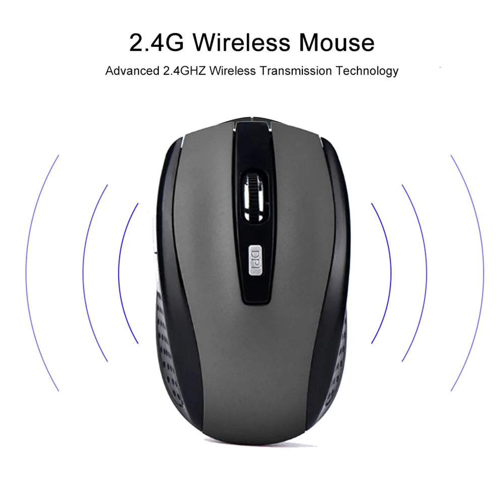 Ratón inalámbrico silencioso 2,4G, ratón óptico portátil para oficina, niveles de DPI ajustables para Notebook, PC, portátil, MacBook