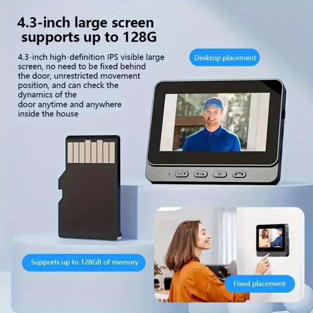 Videoportero inalámbrico con pantalla IPS de 4.3 pulgadas y visión nocturna