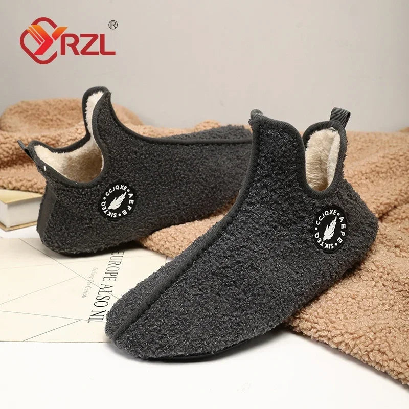 YRZL, zapatos de algodón de invierno para hombre, zapatillas ligeras sin cordones de alta calidad, mocasines de algodón de felpa para interiores, zapatos cálidos Unisex