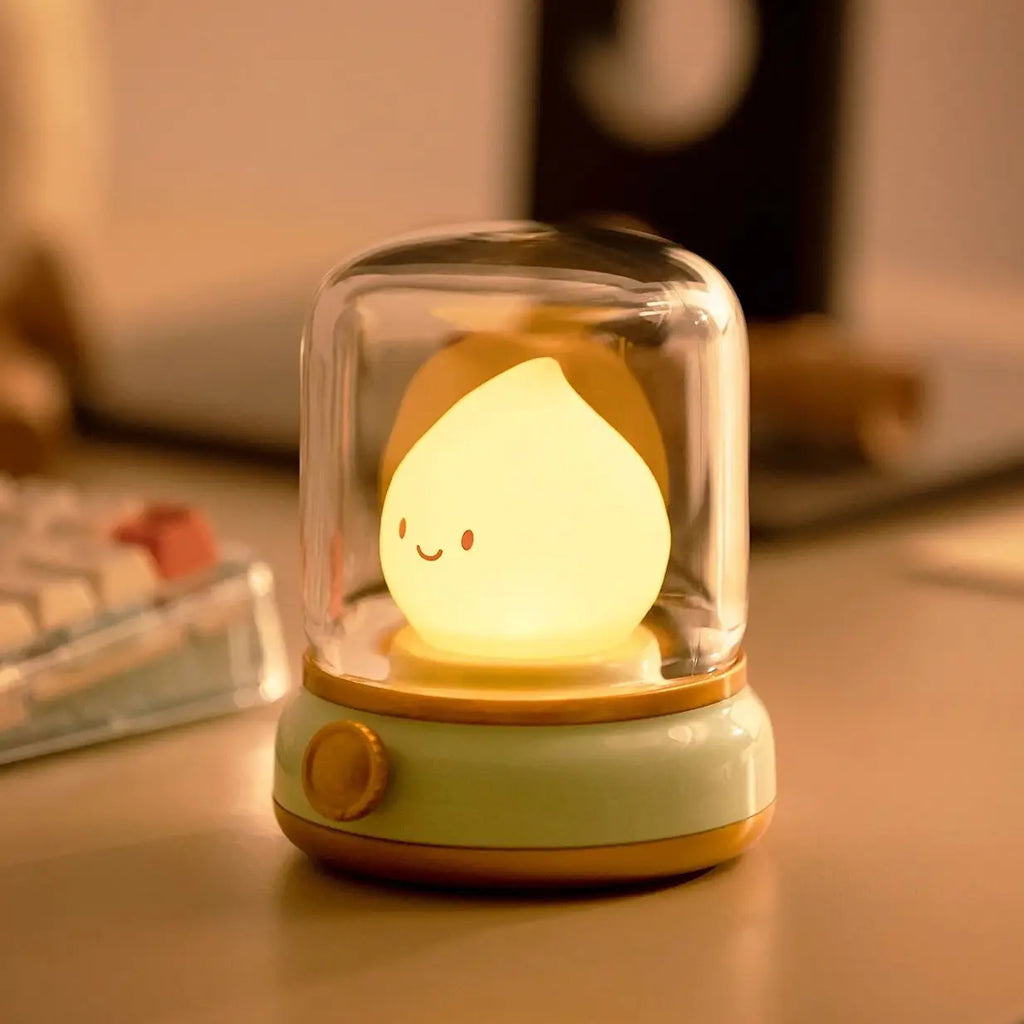 Luz nocturna con forma de vela, bonita lámpara de llama, luz decorativa LED de escritorio, luz nocturna recargable por USB, regalo creativo para dormitorio para niños