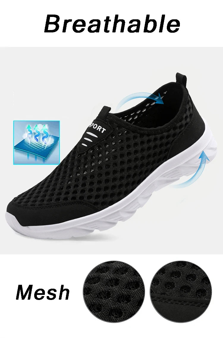 Zapatillas informales transpirables para hombre, zapatos informales ligeros antideslizantes para exteriores, mocasines planos suaves para caminar y trotar, novedad de 2024