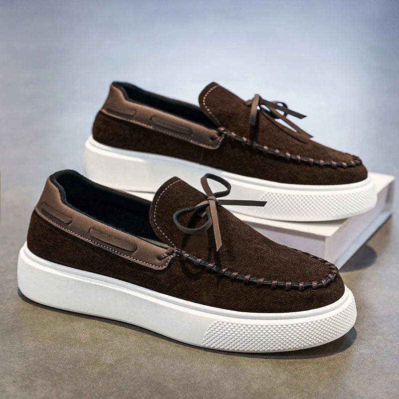 Mocasines casuales de estilo británico para hombre, cuero transpirable, antideslizantes