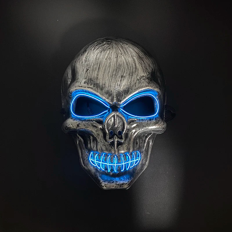 Máscara de calavera malvada, mascarada de Carnaval de Halloween, Casa Encantada, decoración aterradora, esqueleto de Cosplay, Fiesta Temática aterradora, máscara iluminada