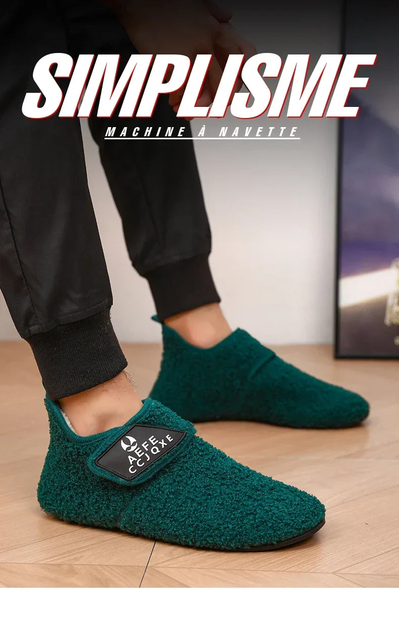 YRZL zapatos de algodón de invierno para hombre, zapatillas ligeras sin cordones cálidas, mocasines de algodón de felpa para dormitorio y hogar, zapatos cálidos de invierno para hombre