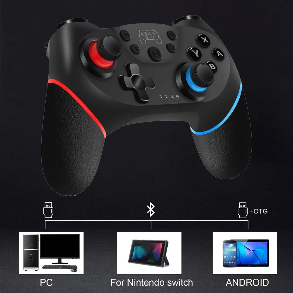 Mando inalámbrico compatible con Bluetooth para Nintendo Switch 1/2/Lite/Oled, controlador para Android/PC, Joystick con 6 ejes