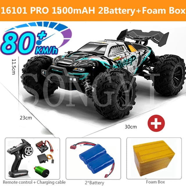 Auto RC 4WD 1:16 de Alta Velocidad 80 KM/H con Control Remoto