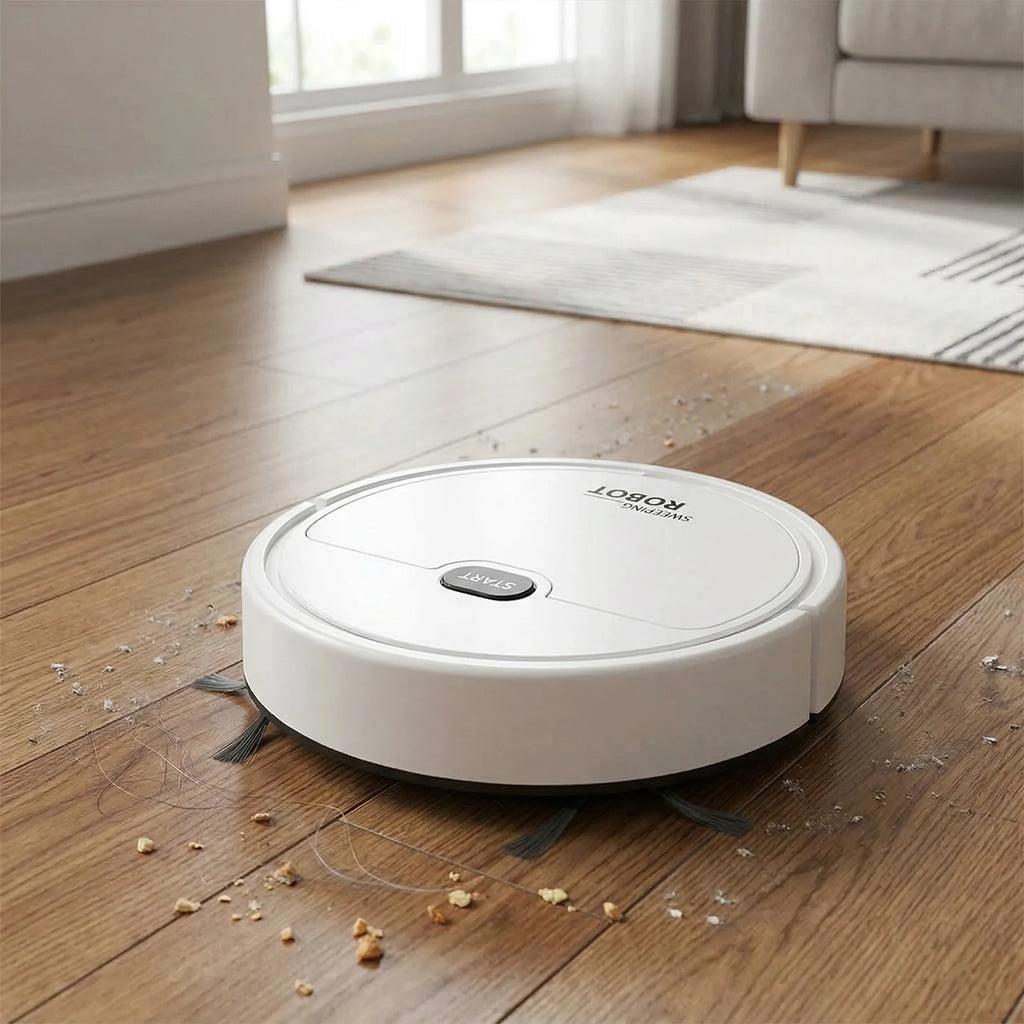 Robot Aspirador 3 en 1, Ultrafino, Recargable, Bajo Ruido para Suelo de Madera y Baldosas