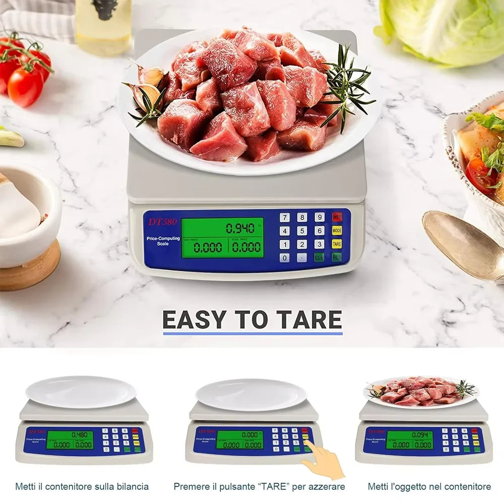 Báscula Digital de Cocina 30KG Alta Precisión Pantalla LCD