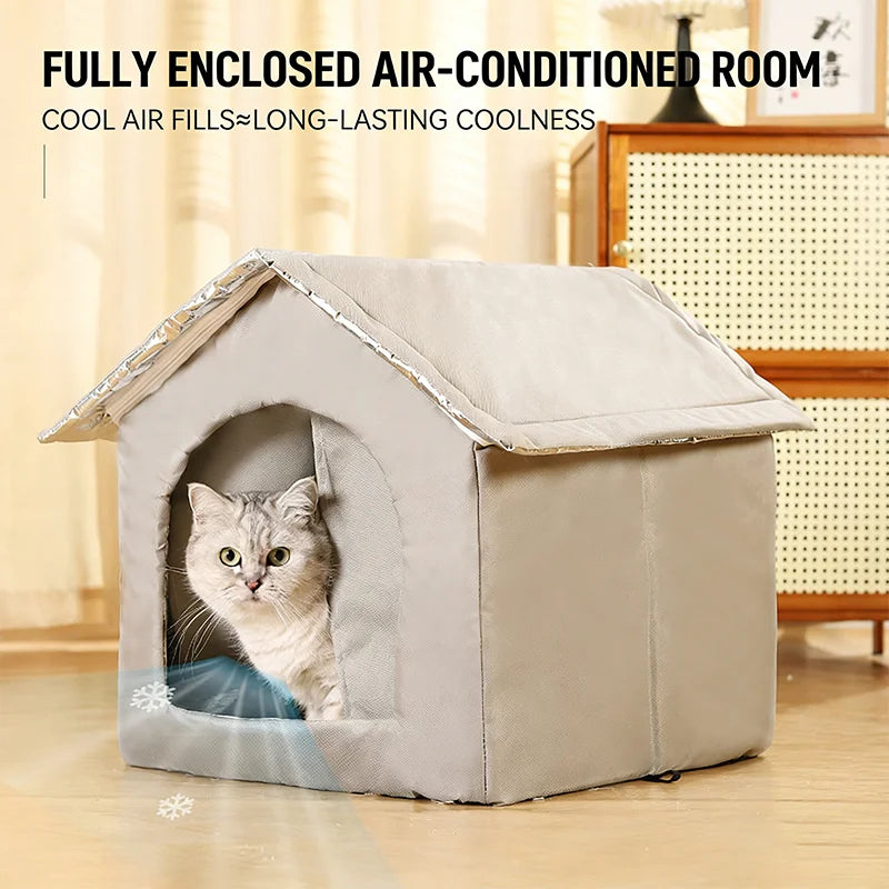 Cueva Cama para Mascotas Impermeable y Cálida, Plegable y Lavable