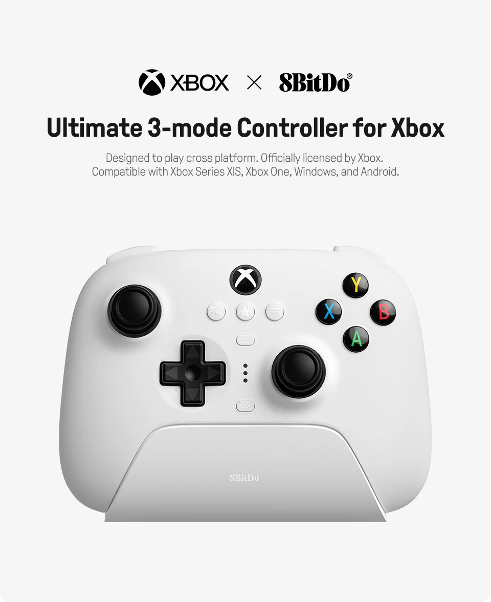 Controlador de juegos 8BitDo Ultimate de 3 modos para Xbox Series X | S, Xbox One Windows y Android Pulsadores de efecto Hall