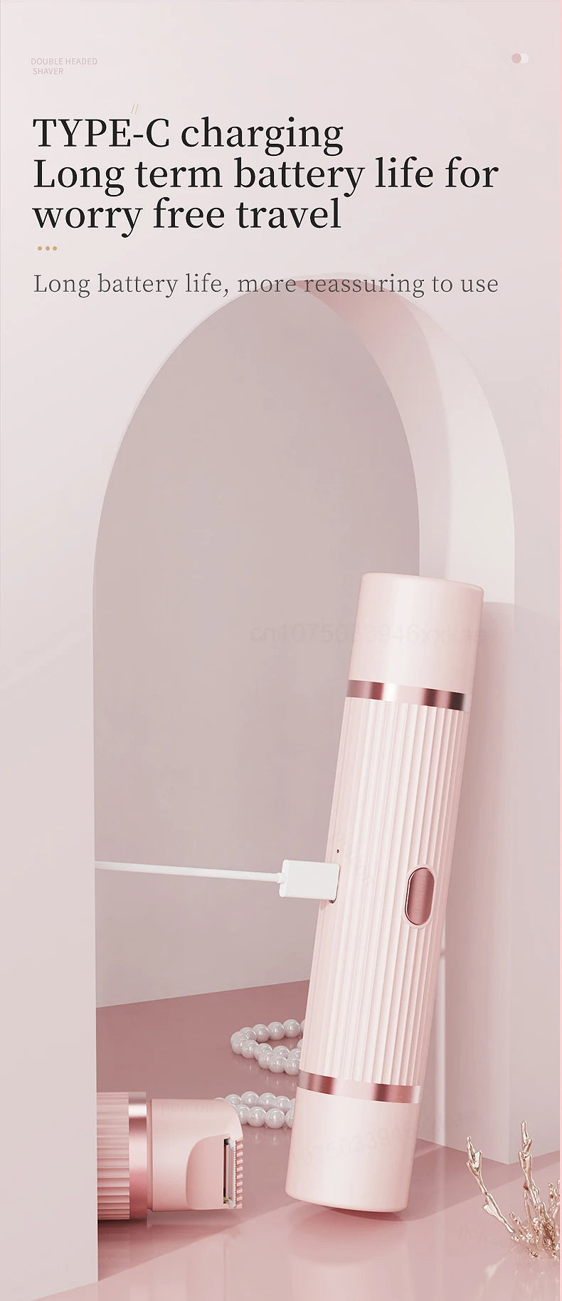 Afeitadora eléctrica para mujer con dos cabezales, resistente al agua IPX7 y USB