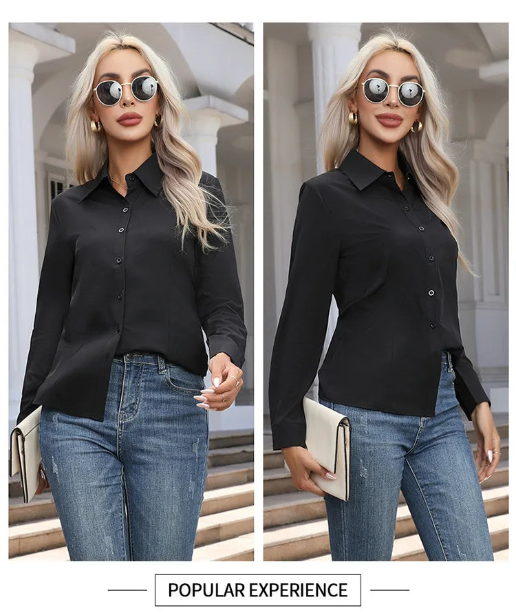 Blusa Elegante de Gasa con Botones para Mujer
