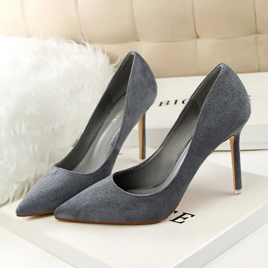 Zapatos de Tacón Alto 9cm para Mujer - Gamuza, Tallas Grandes