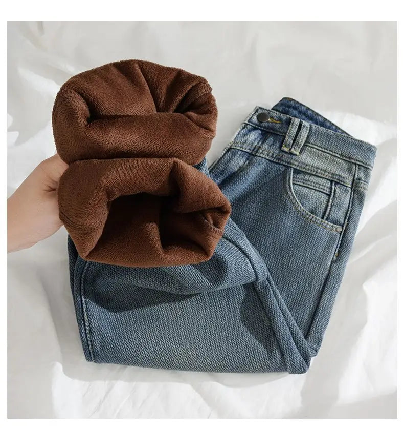 Pantalones Vaqueros de Lana de Pierna Ancha para Mujer