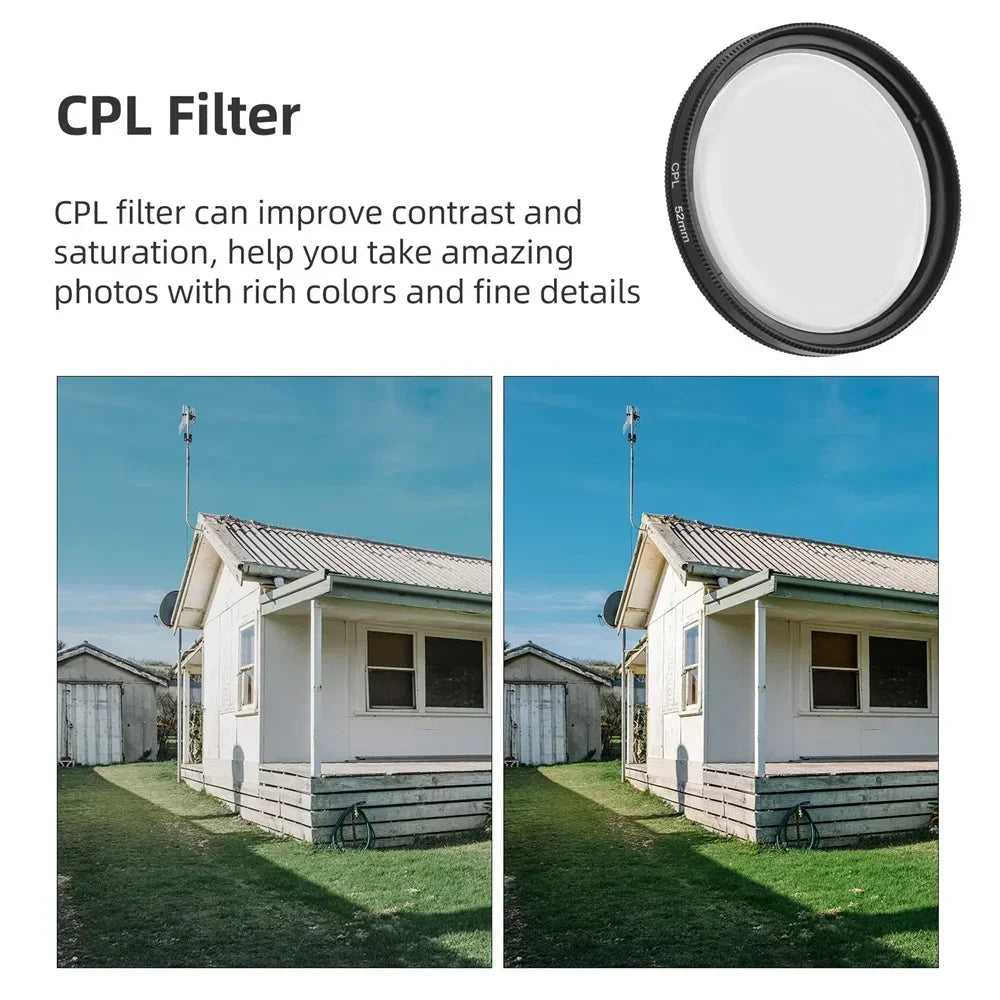 Filtro CPL Polarizador 52MM con Clip Universal para Teléfono