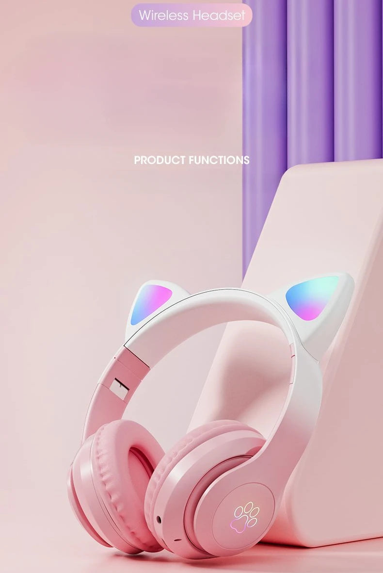Auriculares Gaming Bluetooth LED Oreja de Gato