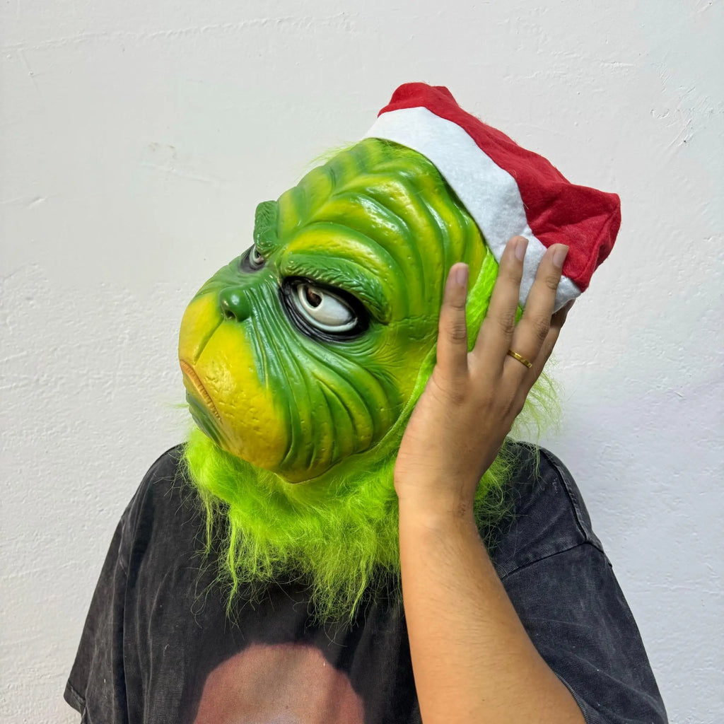 Máscara de Halloween de juego de rol de monstruo verde, disfraz de látex, accesorios de fiesta, accesorios de decoración de disfraces verdes