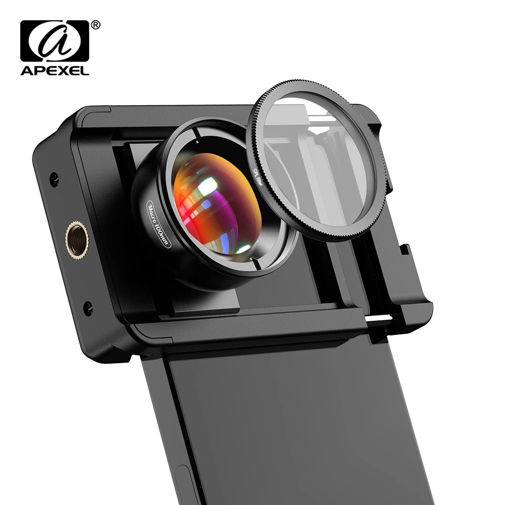 Lente Macro 100mm APEXEL 4K HD con Filtro CPL para Smartphone