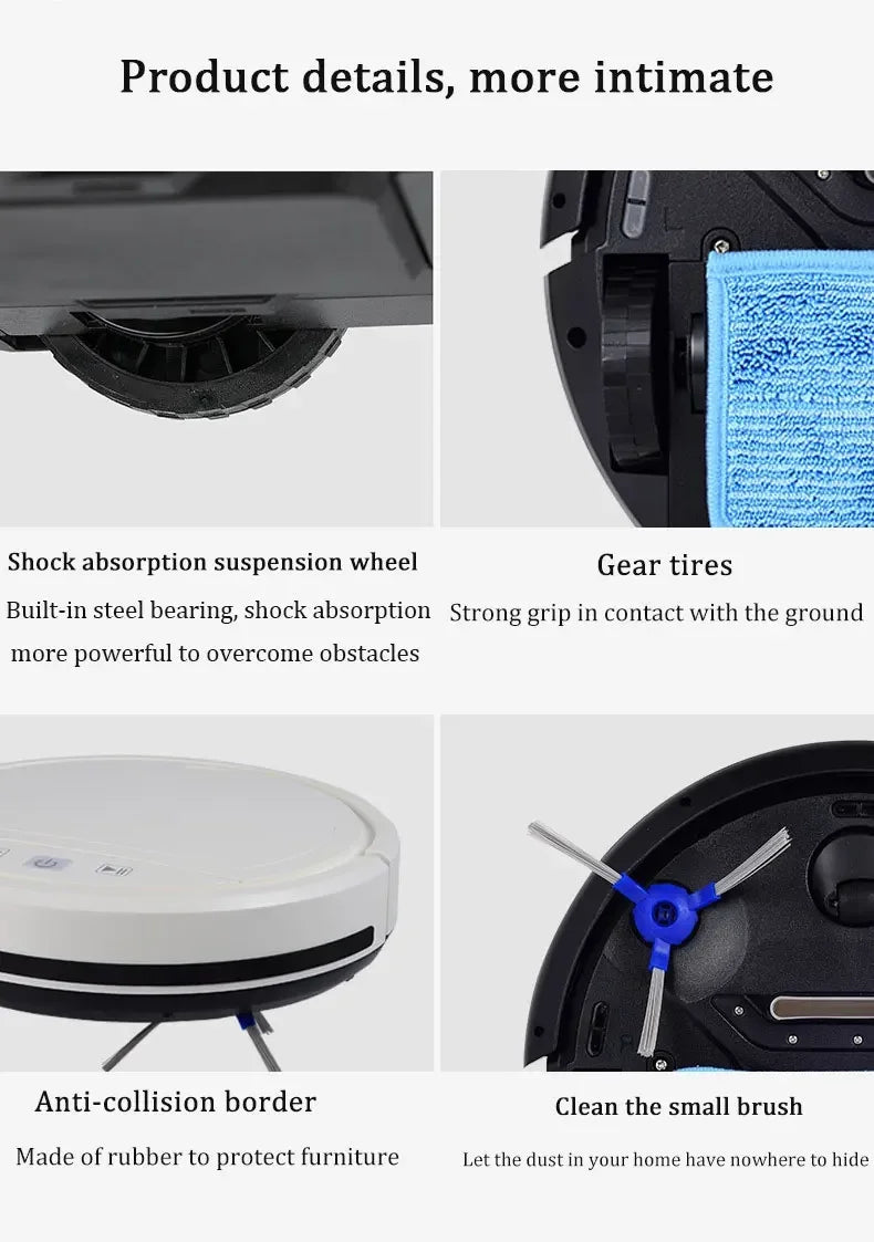 Robot Aspirador Inteligente con Control Remoto, Recarga Automática, Limpieza de Suelos