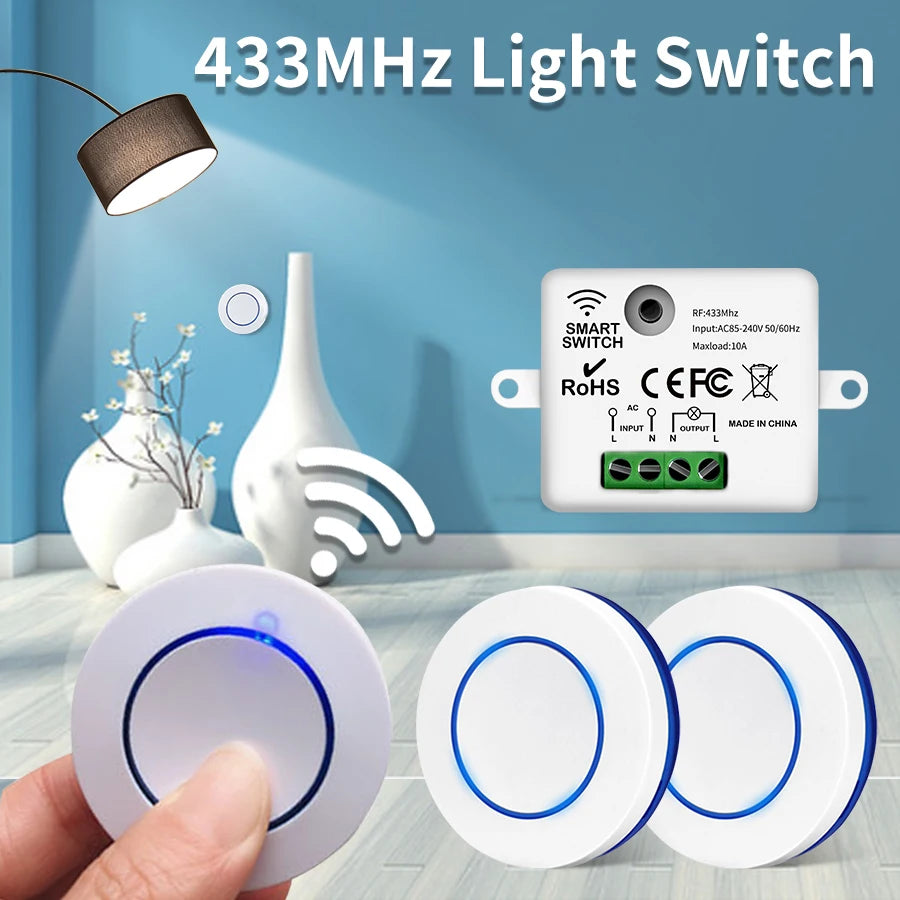 Interruptor de Luz Inalámbrico RF 433MHz con Relé