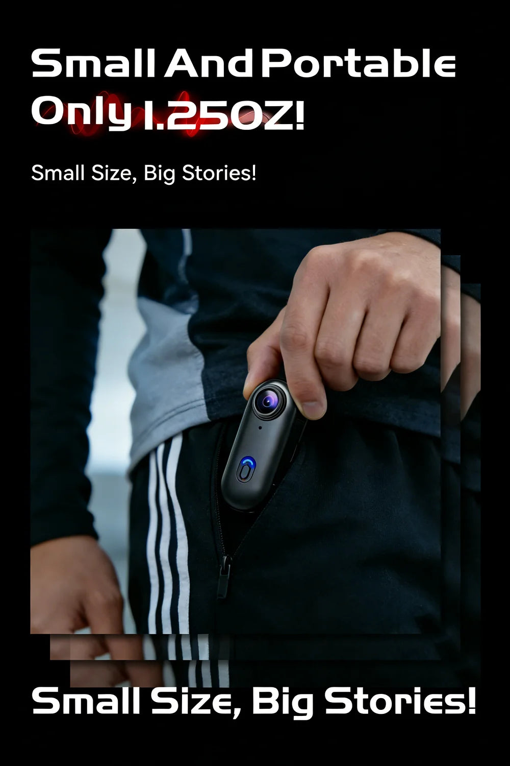 Cámara de acción 4K EIS antivibraciones, impermeable WiFi con clip magnético para deportes