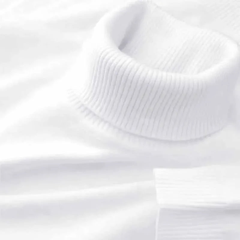 2025 nuevos suéteres de punto para hombre, jerseys transpirables de cuello alto de Color sólido, ropa de calle básica cálida para exteriores, Tops de negocios de otoño
