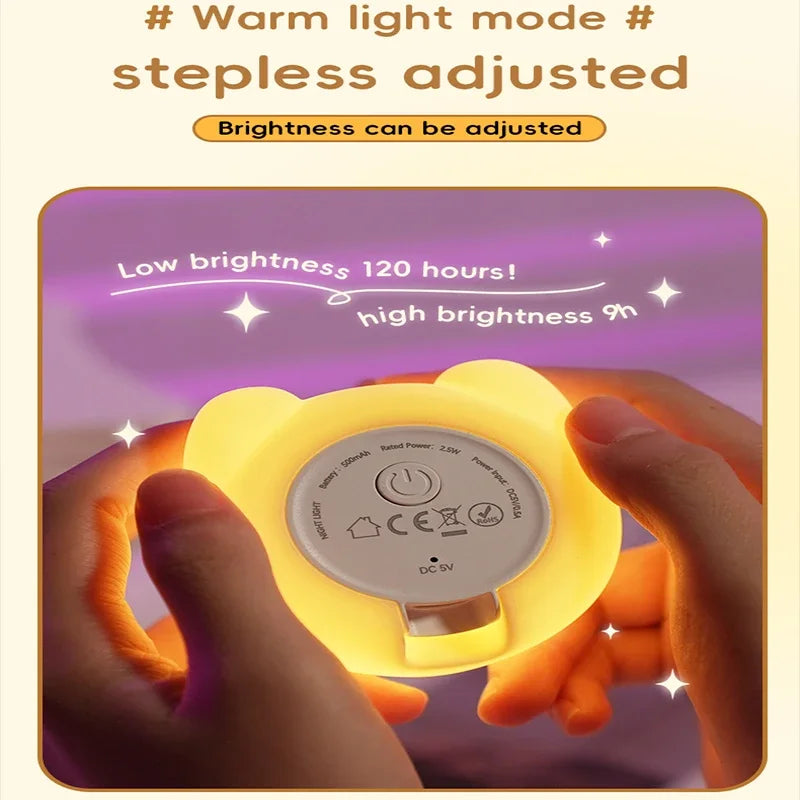 Luz nocturna linda de capibara, juguetes de regalos de Navidad de lámpara blando, luz nocturna de silicona regulable LED recargable para niños