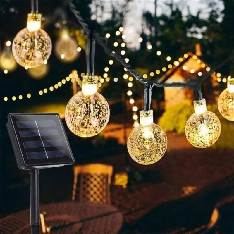 Guirnalda Solar 200 LED para Jardín Globo Cristal Impermeable