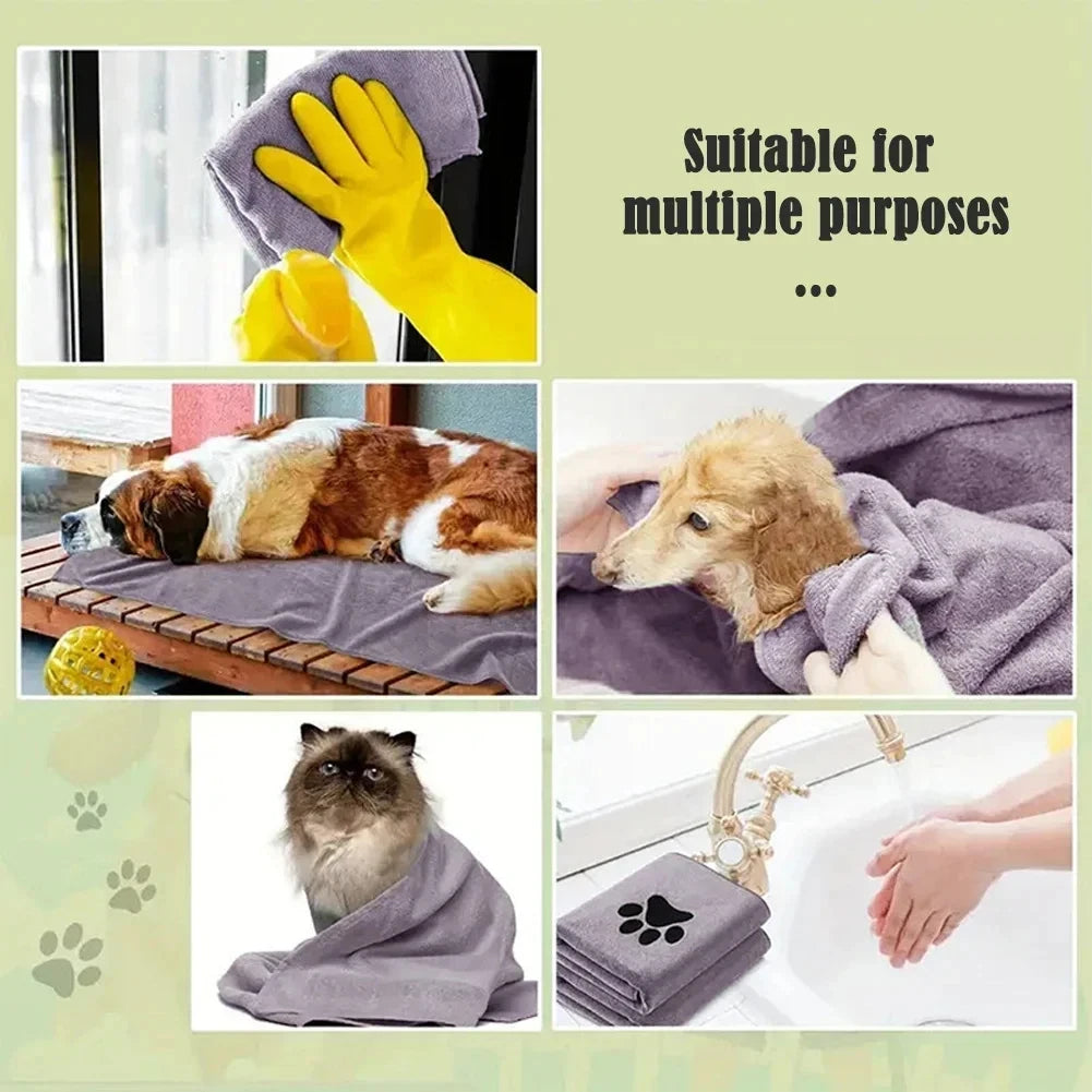 Toalla de Baño para Mascotas de Microfibra, 3 Tamaños Disponibles, Bordada, Súper Suave y Absorbente, para Perros y Gatos, Artículos de Aseo