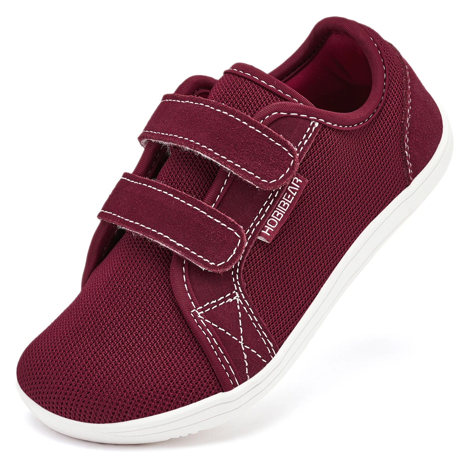 HOBIBEAR Zapatillas Descalzas para Niños Velcro Punta Ancha Malla
