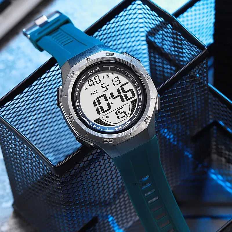 Reloj deportivo MAYZHISU para hombre, relojes de pulsera digitales LED resistentes al agua, cronómetro, despertador, relojes deportivos luminosos para hombres y adolescentes