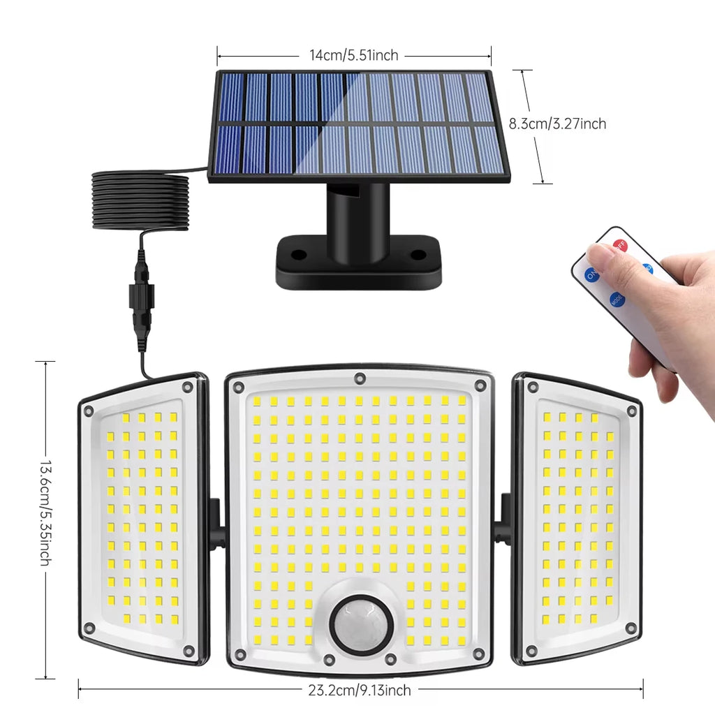 Luz Solar LED 278 Cuentas para Jardín con 3 Modos y Mando
