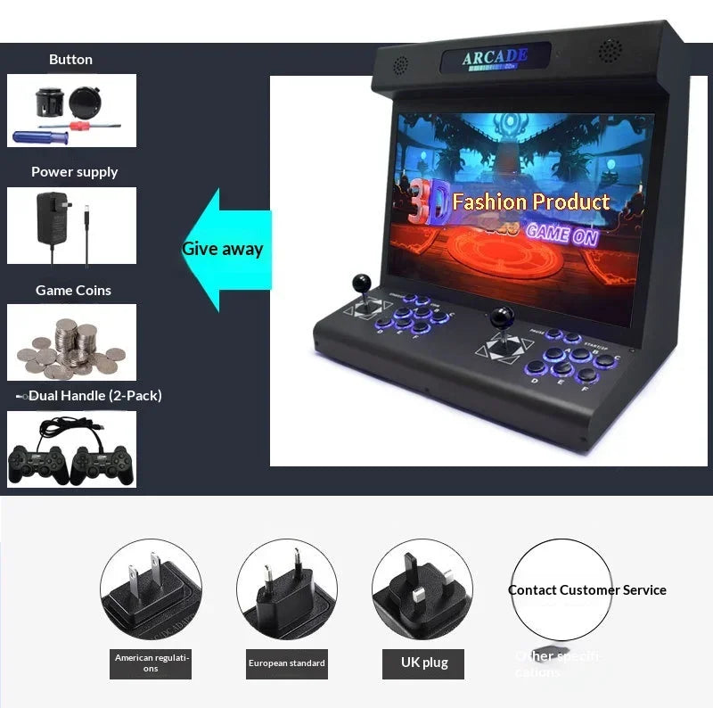 Máquina de juegos de 22 pulgadas, máquina de juegos arcade de escritorio, máquina arcade integrada para el hogar, más de 23000 juegos, compatible con varios idiomas