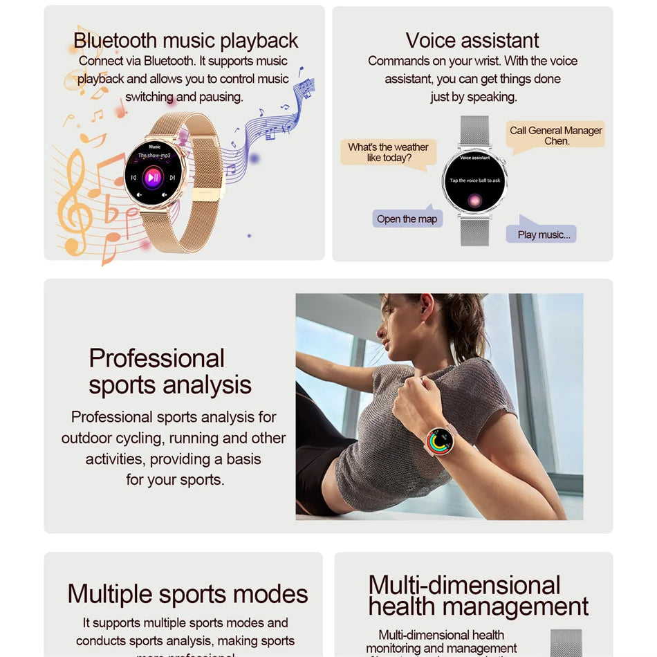 Reloj Inteligente Mujer AMOLED Bluetooth IP68