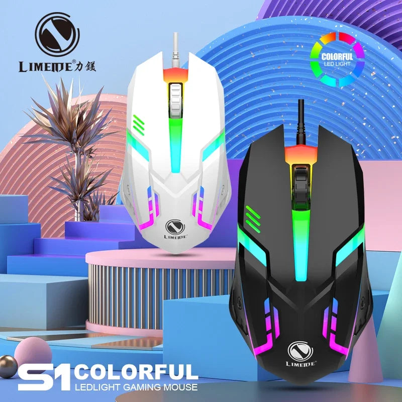 Limei S1 E deportes LED luminoso retroiluminado ratón con cable USB con cable para ordenador portátil de escritorio silencioso ratón para juegos de ordenador de oficina
