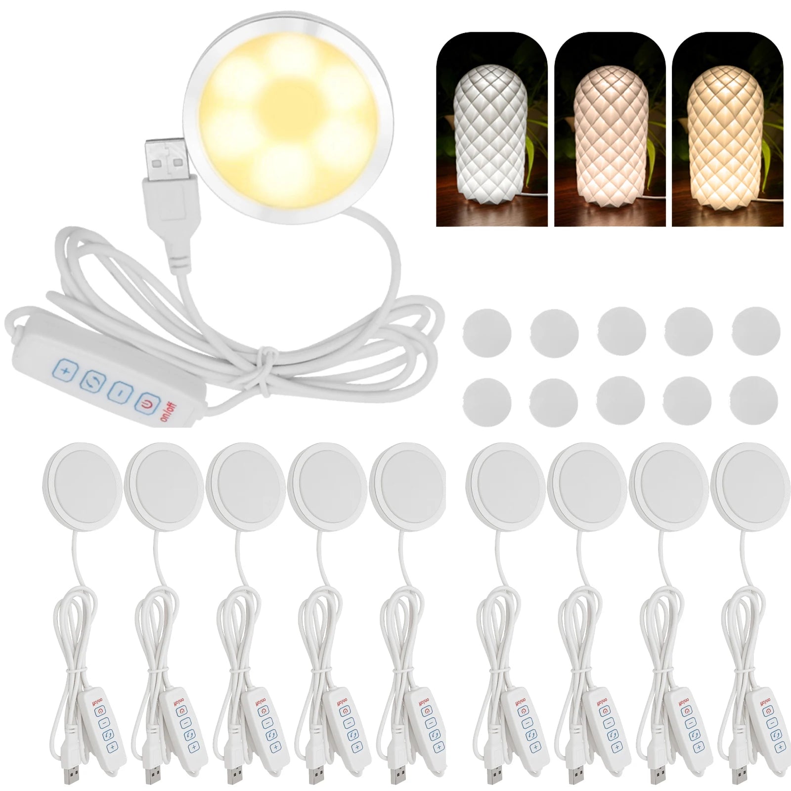 Kit de Lámparas LED de 3/5/10 Piezas, 3 Colores, Alimentación USB de 5V, Luz Cálida de 3000k-6400k, Brillo Ajustable, Lámpara para Espacio de Impresión 3D para Cabina